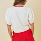 Juniors' Day + Moon Heart Contrast Hem Top (Off White/Red)