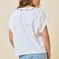 Juniors' Day + Moon Hearts Embroidered Trim Relaxed Fit Top (Off White/Red)