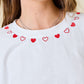 Juniors' Day + Moon Hearts Embroidered Trim Relaxed Fit Top (Off White/Red)