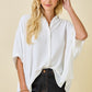 Juniors' Day + Moon Textured Air Flow Oversized Button Down Shirt