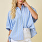 Juniors' Day + Moon Multi Color Oversized Striped Button Down Shirt
