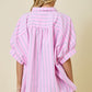 Juniors' Day + Moon Multi Color Oversized Striped Button Down Shirt