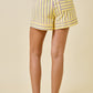 Juniors' Day + Moon Stripe Casual W/Elastic Waistband Lounge Short (Lemon Multi)