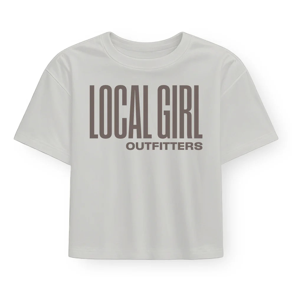 Juniors' Local Girl Graphic Cropped Tee-Stacked (Silver)