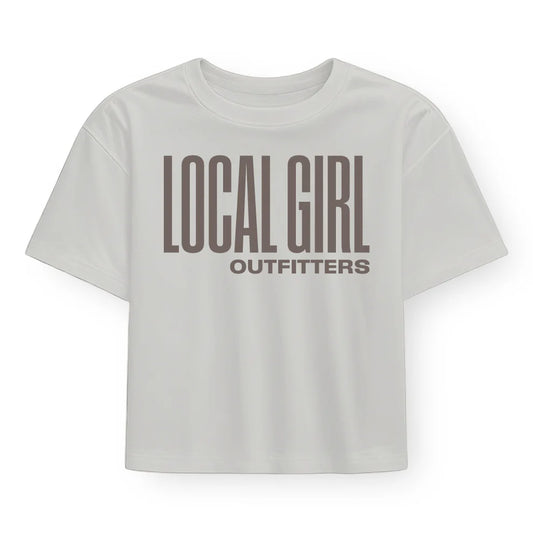 Juniors' Local Girl Graphic Cropped Tee-Stacked (Silver)