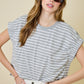 Juniors' Day + Moon Striped Easy Knit W/Elastic Top