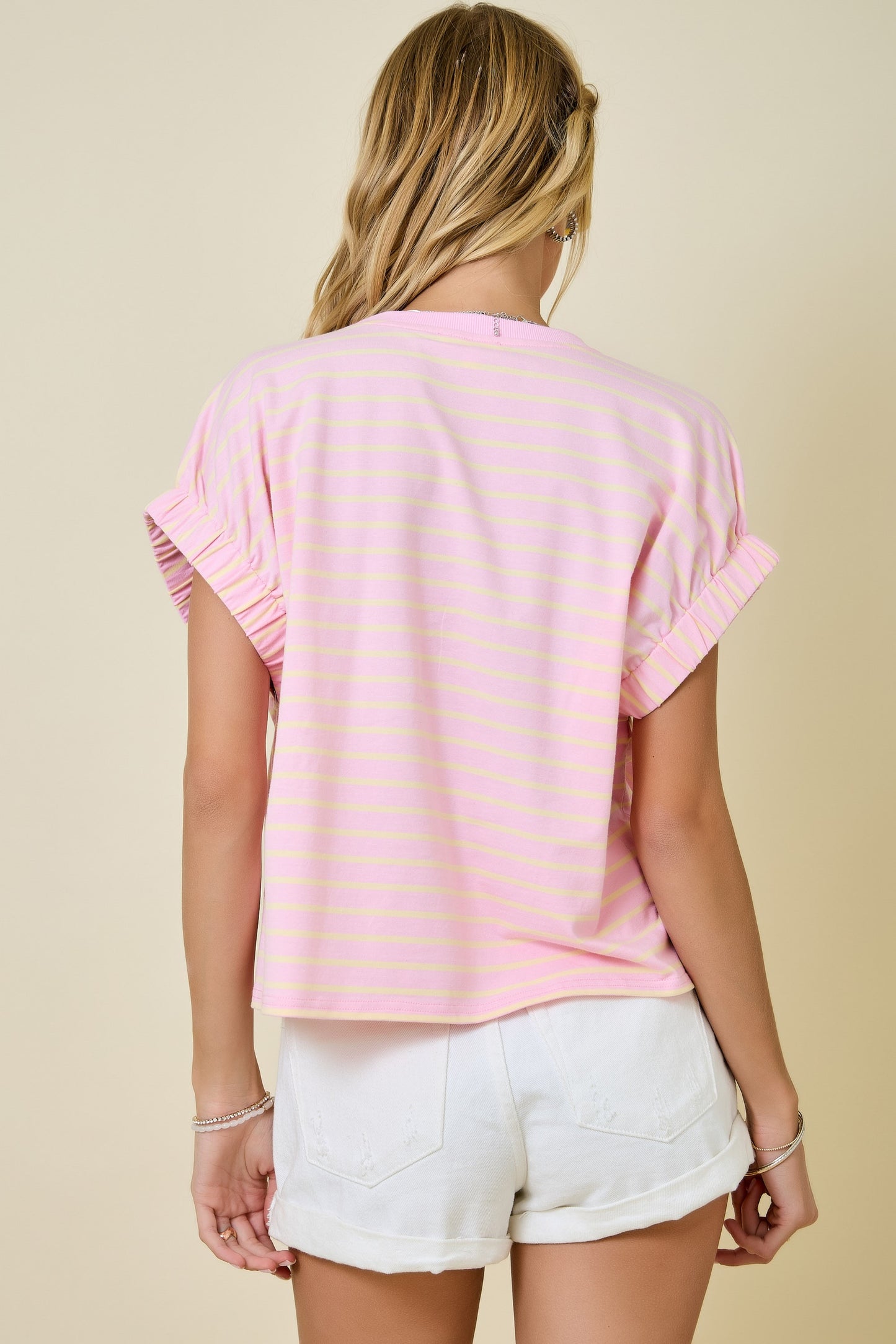 Juniors' Day + Moon Striped Easy Knit W/Elastic Top