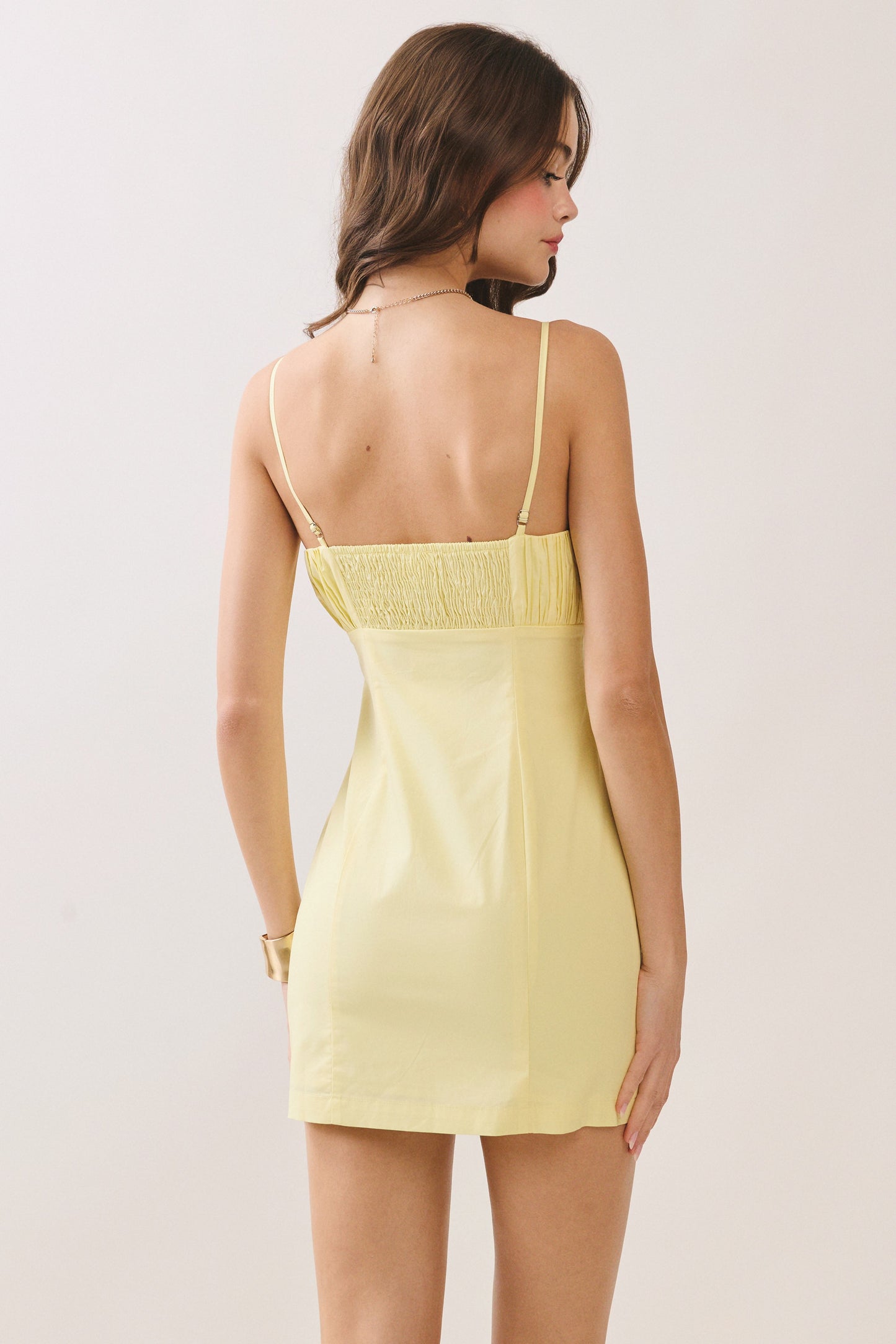 Juniors' Pretty Follies Gathered Bust Square Neck Smocked Back Dress