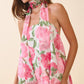 Juniors' Pretty Follies Strapless Floral Maxi Dress W/Convertible Scarf (Pink)