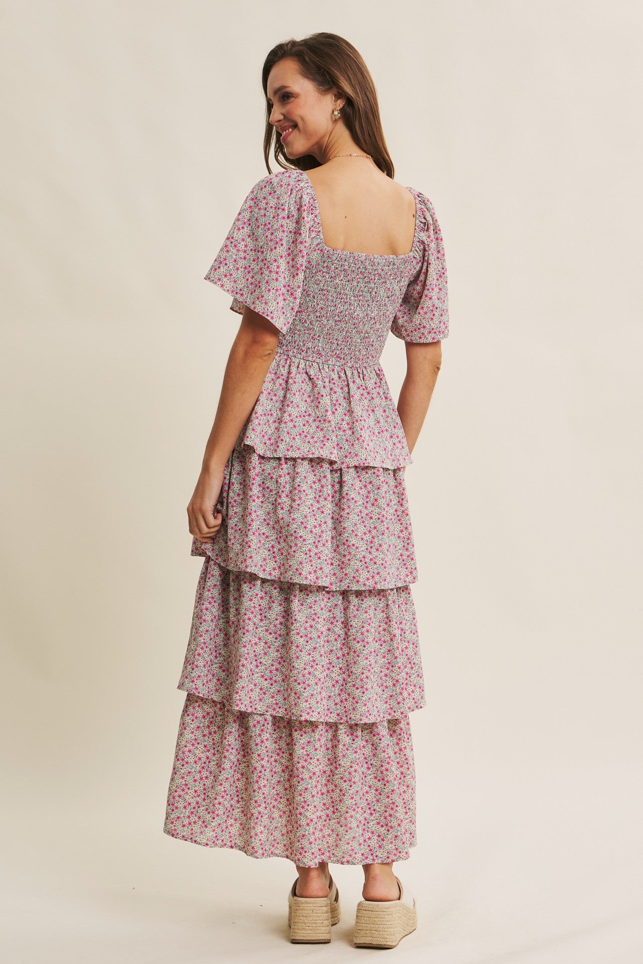 Juniors' Idem Ditto Soft Glow Flattering Smocked Ruffle Maxi Dress