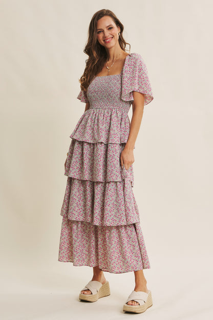 Juniors' Idem Ditto Soft Glow Flattering Smocked Ruffle Maxi Dress