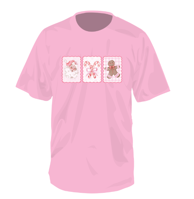 Juniors Southern Fried Cotton 3 Icons Christmas Tee (Blossom)