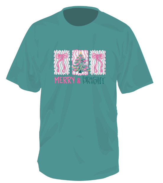 Juniors Southern Fried Cotton Merry & Bright Tee (Seafoam)