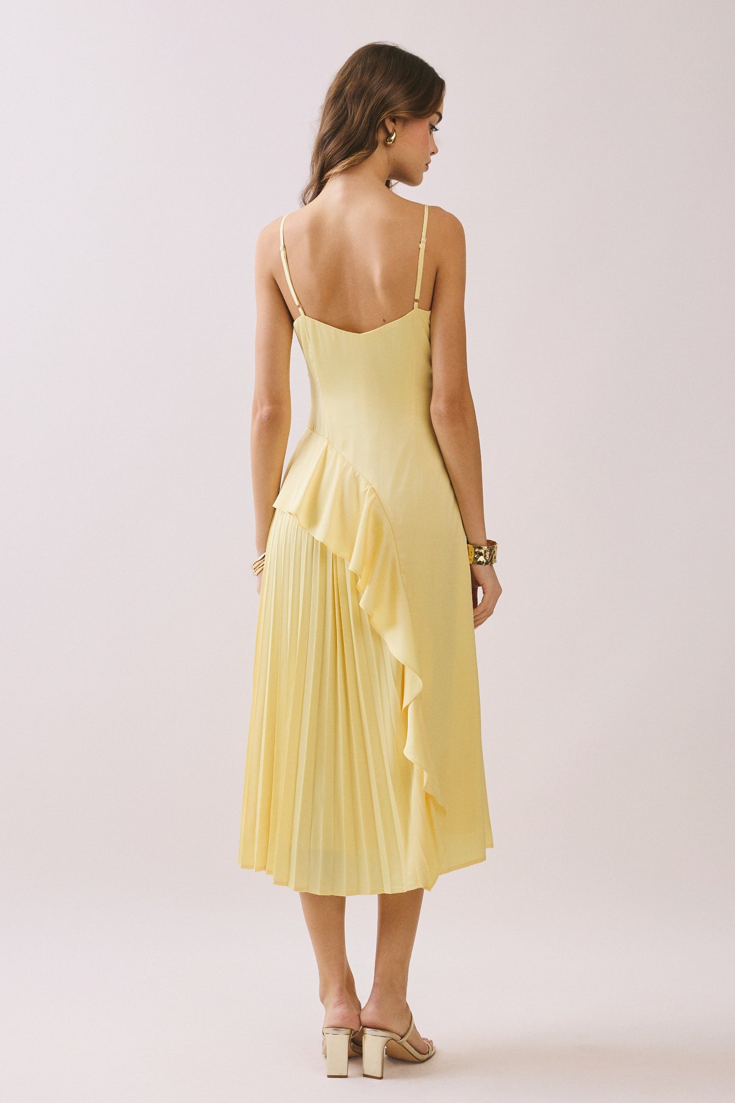 Juniors' Pretty Follies Cascading Asymmetric Ruffle Square Neck Dress