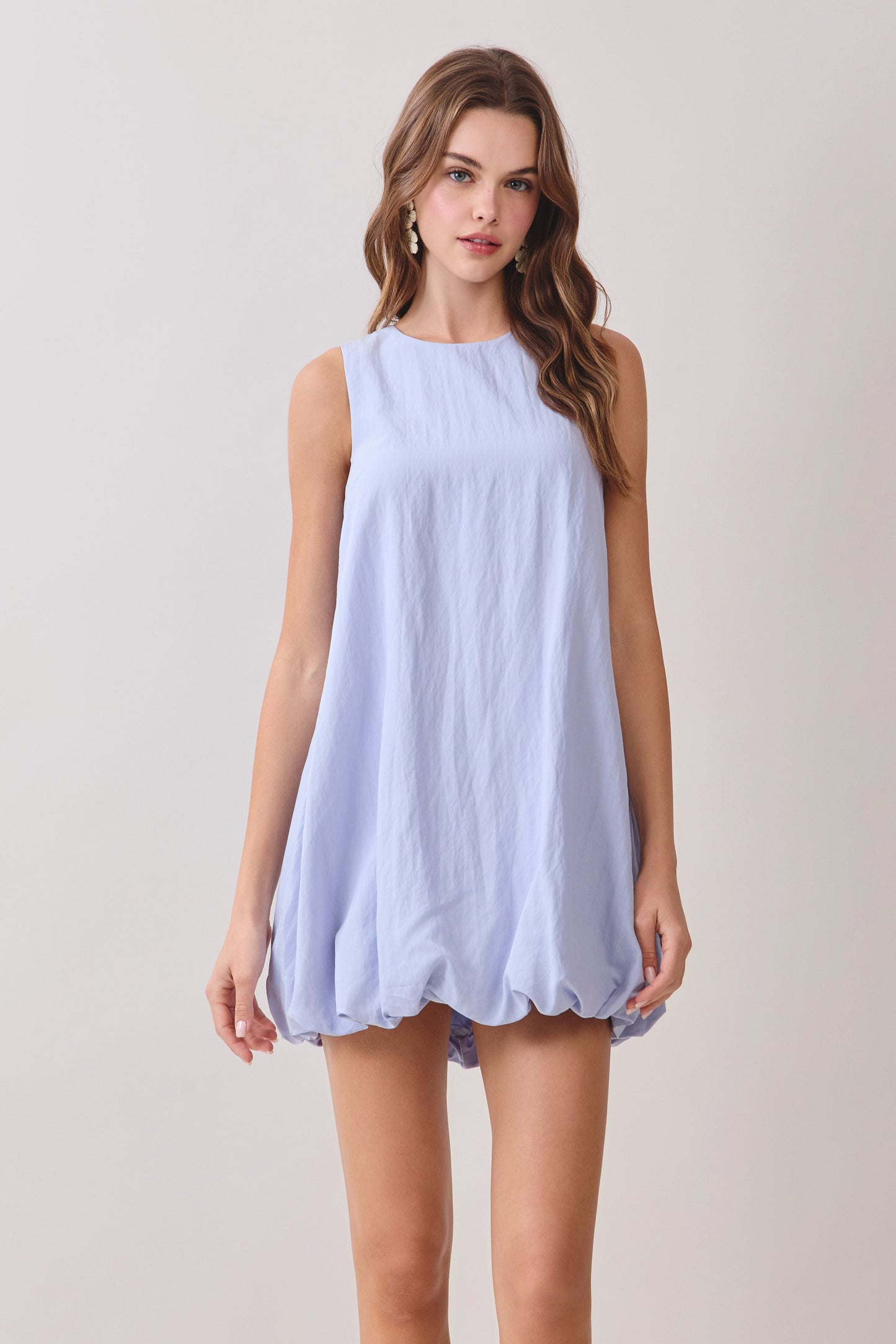 Juniors' Pretty Follies Solid Open Back Design Bubble Hem Mini Dress