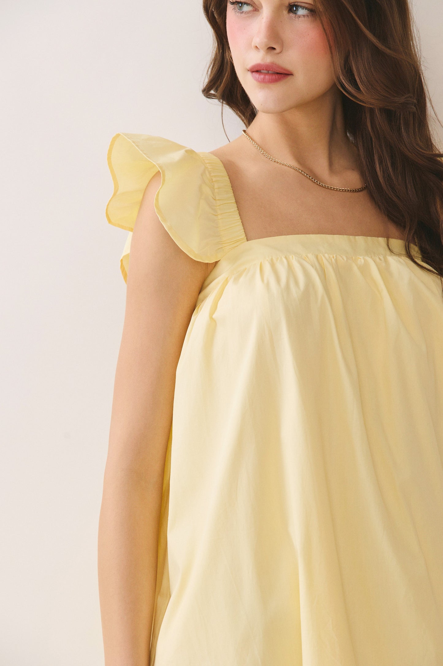 Juniors' Pretty Follies Ruffled Cap Sleeve Square Neckline Midi Dress