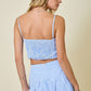 Juniors' Day + Moon Stripe Crop W/Smocked Adjustable Straps Top