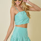 Juniors' Day + Moon Stripe Crop W/Smocked Adjustable Straps Top