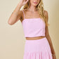 Juniors' Day + Moon Stripe Crop W/Smocked Adjustable Straps Top