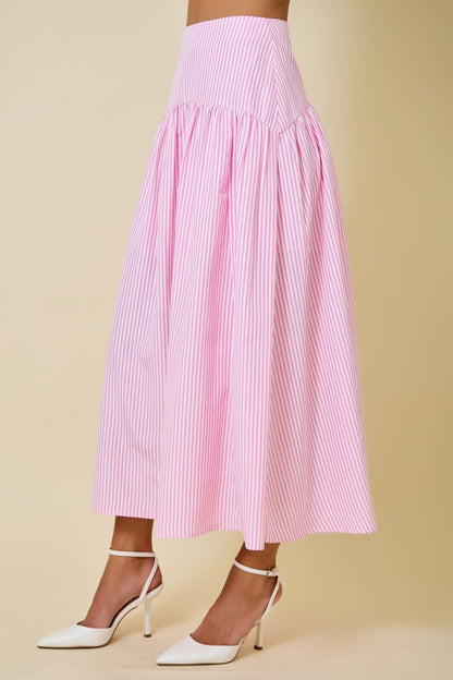 Juniors' Day + Moon Striped Flare W/Curved Yoke Maxi Skirt