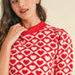 Mock Neck Heart Sweater (Red/White)