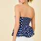Junior's Day + Moon Strapless Polkadots Peplum Bubble Hem Top (Navy/White)