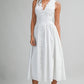 Juniors' Mable Scalloped Neckline Sleeveless Midi Dress (Off White)