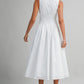Juniors' Mable Scalloped Neckline Sleeveless Midi Dress (Off White)