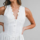 Juniors' Mable Scalloped Neckline Sleeveless Midi Dress (Off White)