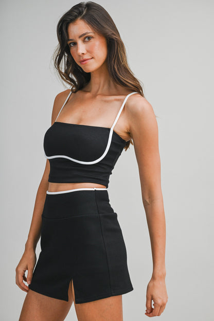 Juniors' Mable Scuba Contrast Detail Cami Crop Top