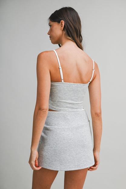 Juniors' Mable Scuba Contrast Detail Cami Crop Top