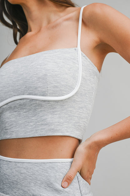 Juniors' Mable Scuba Contrast Detail Cami Crop Top