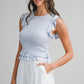 Juniors' Mable Textured Sleeveless Ruffled Knit Top