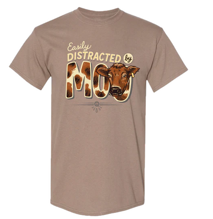 Juniors' Girlie Girl Distracted By Moo S/S (Brown Savana)