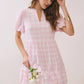 Juniors' Pretty Follies Gingham Print Soft V Notch Neck Mini Dress (Pink)