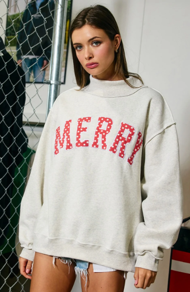 Bucketlist "MERRY" Mockneck Sweatshirt