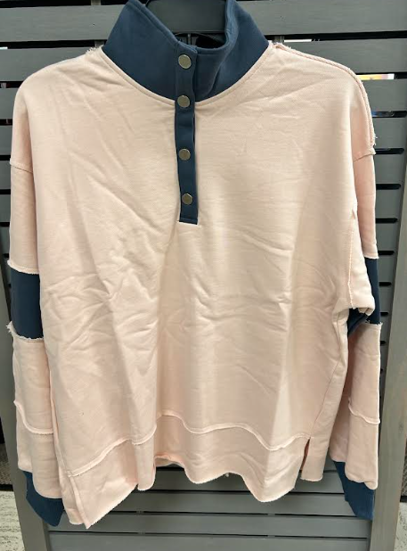 Bucketlist Raw Edge Henley Pullover