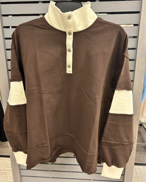 Bucketlist Raw Edge Henley Pullover