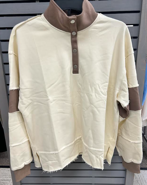 Bucketlist Raw Edge Henley Pullover