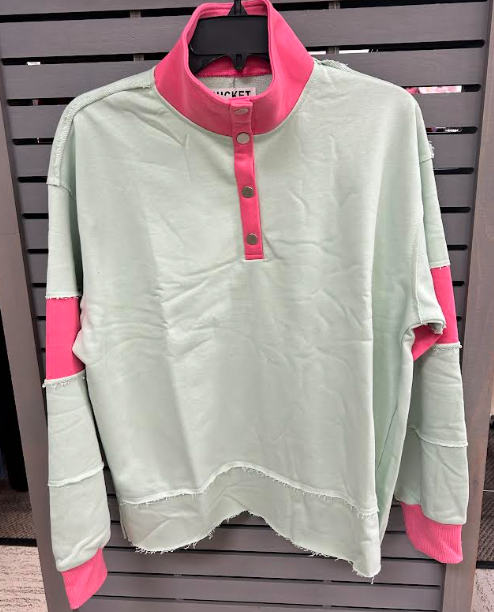 Bucketlist Raw Edge Henley Pullover
