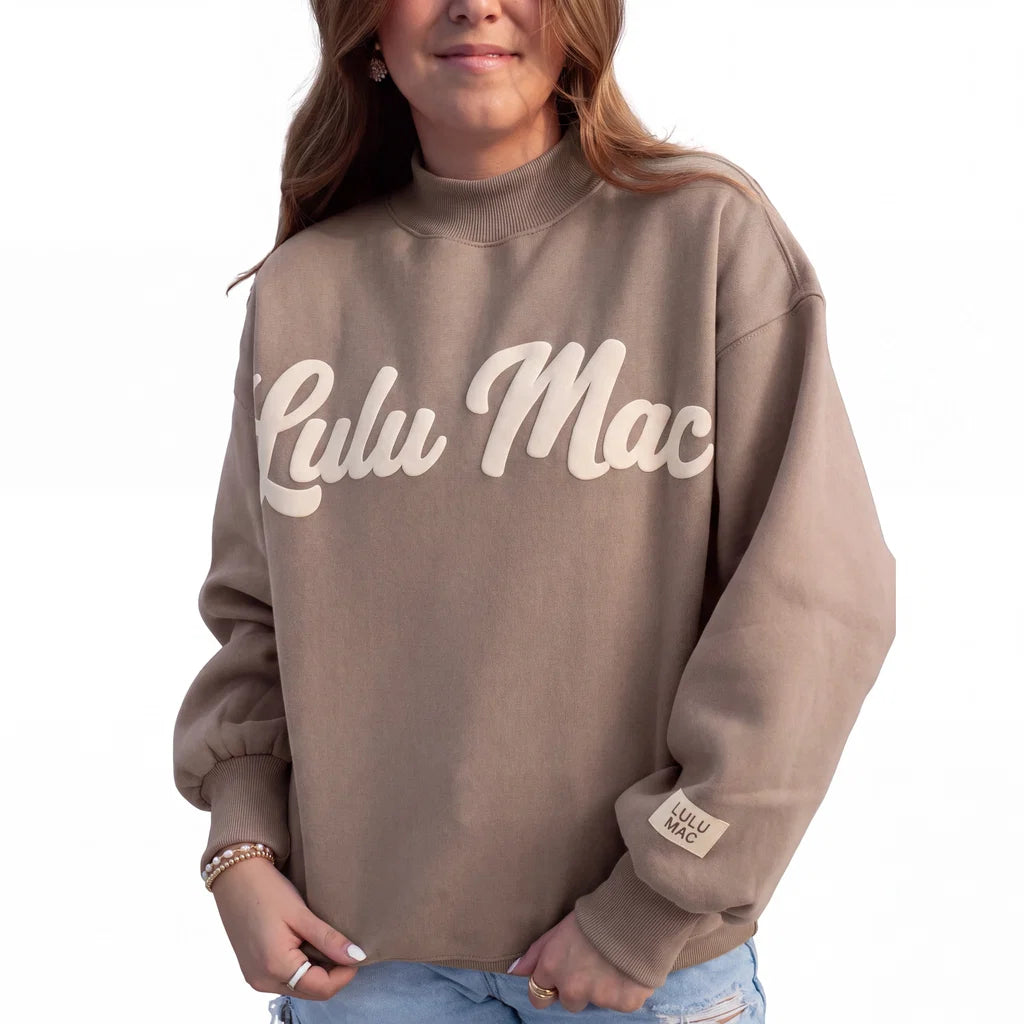 Girlie Girl LULU MAC Script Mock Neck Sweatshirt