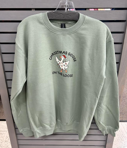 Christmas Goose On The Loose Sweatshirt (Sage)