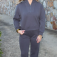 Charcoal Scuba 1/4 Zip Pullover Top (Set)