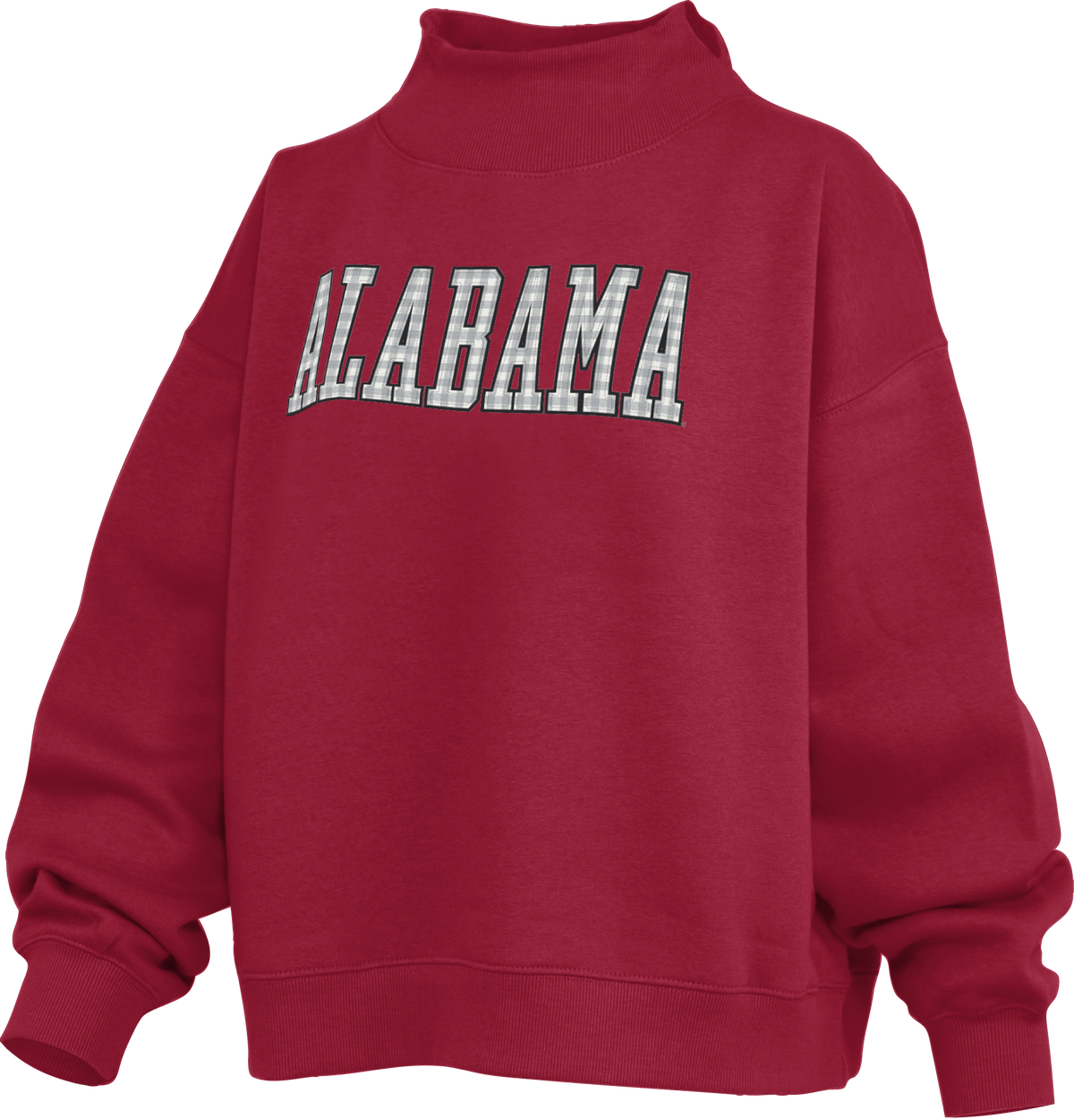 Royce Apparel ALABAMA Gingham Lettering Mockneck (Crimson)