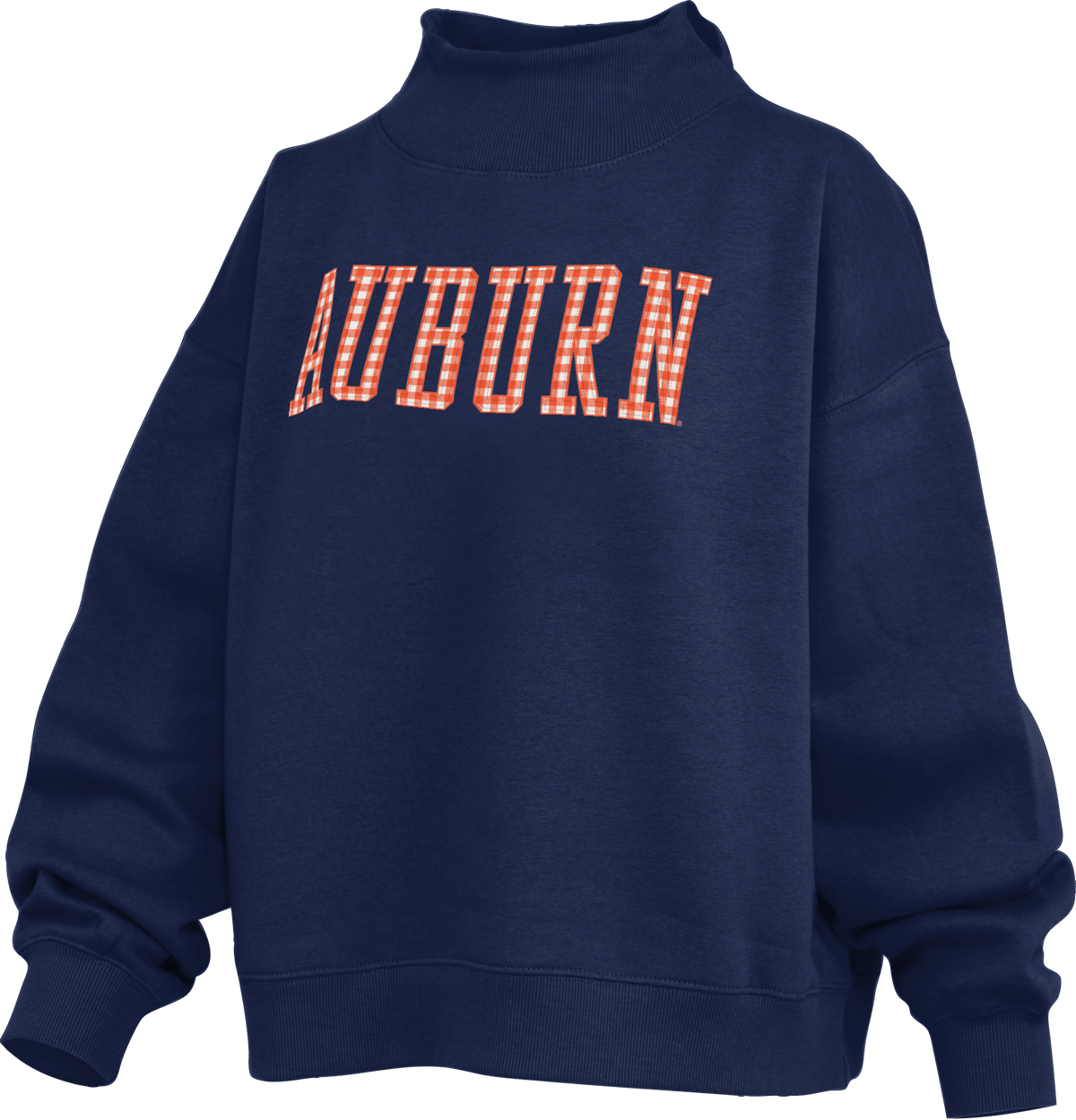Royce Apparel AUBURN Gingham Lettering Mockneck (Navy)