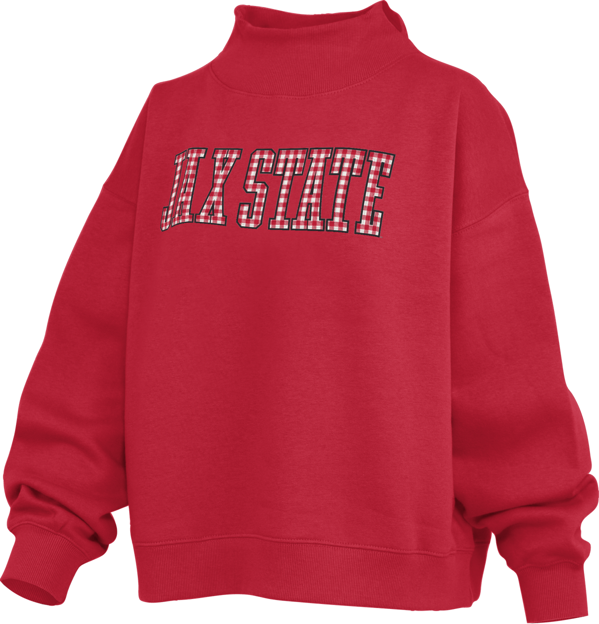 Royce Apparel JAX STATE Gingham Lettering Mockneck (Red)