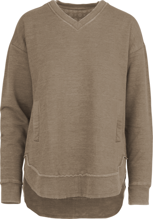 Royce Apparel East Hall Melange V-Neck Pocketed Poncho Fleece