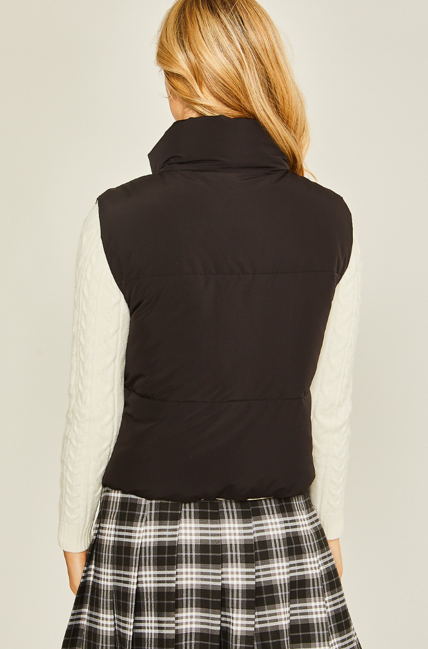 Reversible Woven Vest (Black/Beige)