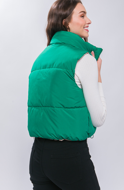 Reversible Woven Vest (Green/Beige)