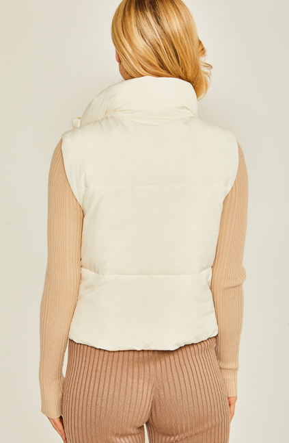 Reversible Woven Vest (Ivory/Brown)